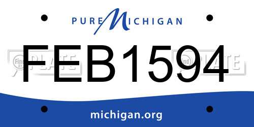 FEB1594 Michigan License Plate