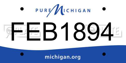 FEB1894 Michigan License Plate