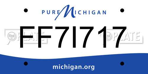 FF7I717 Michigan License Plate