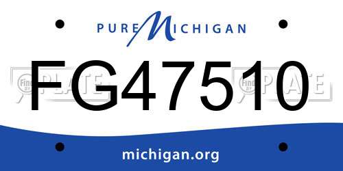 FG47510 Michigan License Plate