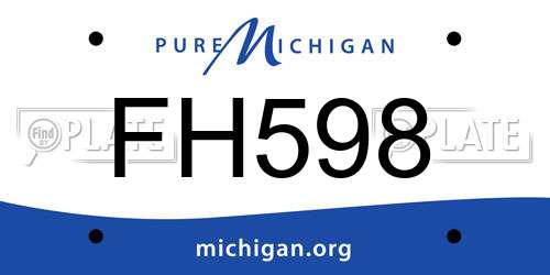 FH598 Michigan License Plate