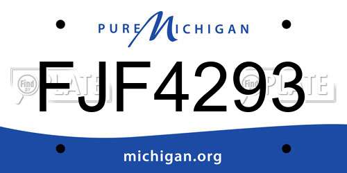 FJF4293 Michigan License Plate