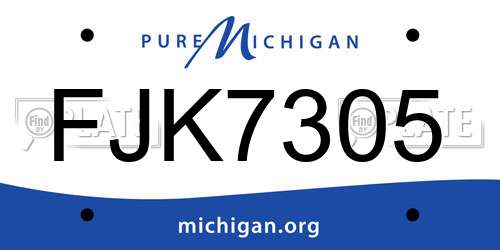 FJK7305 Michigan License Plate