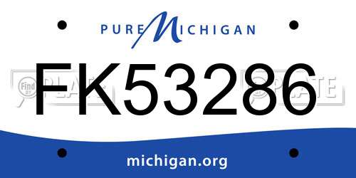 FK53286 Michigan License Plate