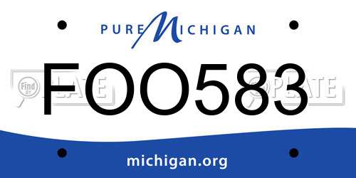 FOO583 Michigan License Plate