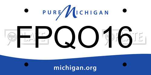FPQO16 Michigan License Plate