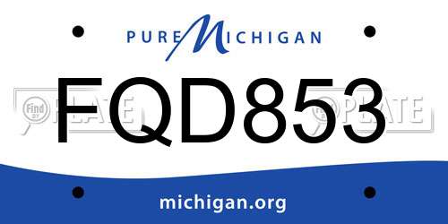 FQD853 Michigan License Plate