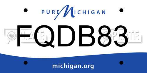 FQDB83 Michigan License Plate