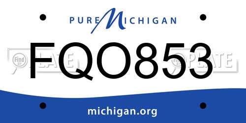 FQO853 Michigan License Plate