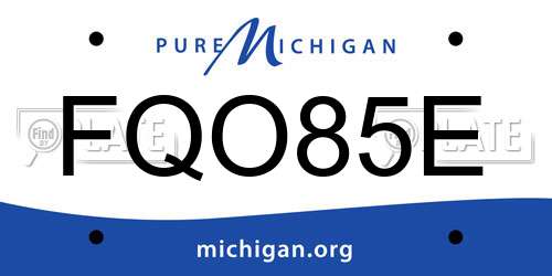 FQO85E Michigan License Plate