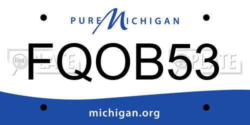 FQOB53 Michigan License Plate