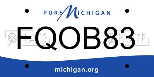FQOB83 Michigan License Plate
