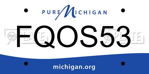 FQOS53 Michigan License Plate