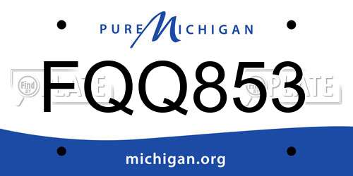 FQQ853 Michigan License Plate