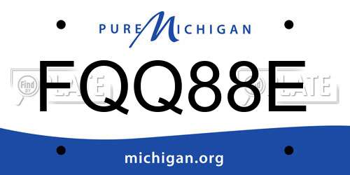 FQQ88E Michigan License Plate