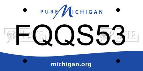 FQQS53 Michigan License Plate