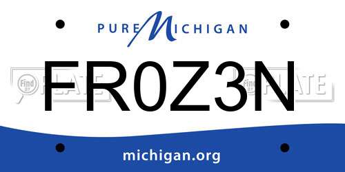 FR0Z3N Michigan License Plate