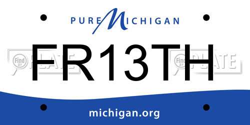 FR13TH Michigan License Plate