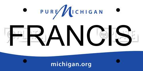 FRANCIS Michigan License Plate