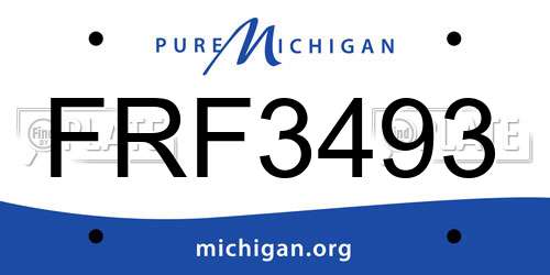 FRF3493 Michigan License Plate