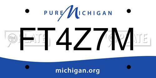 FT4Z7M Michigan License Plate