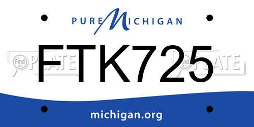 FTK725 Michigan License Plate