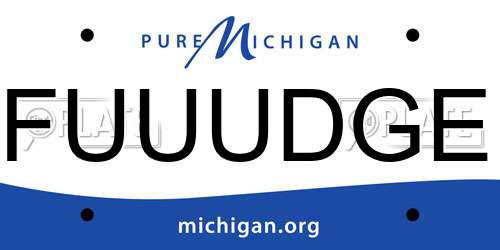 FUUUDGE Michigan License Plate