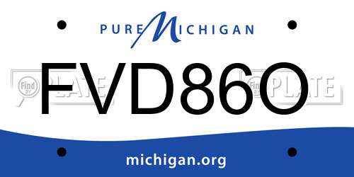 FVD86O Michigan License Plate