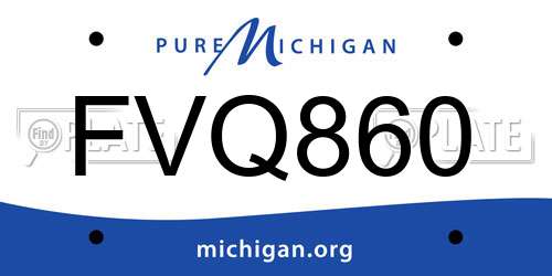 FVQ860 Michigan License Plate