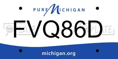 FVQ86D Michigan License Plate