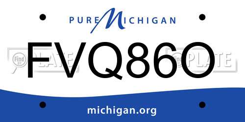 FVQ86O Michigan License Plate