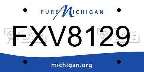 FXV8129 Michigan License Plate