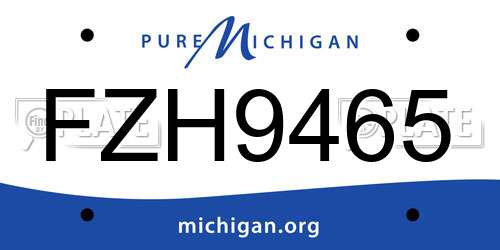 FZH9465 Michigan License Plate