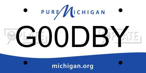 G00DBY Michigan License Plate