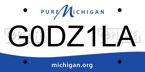 G0DZ1LA Michigan License Plate