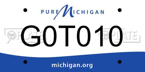 G0T010 Michigan License Plate