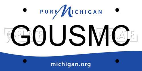 G0USMC Michigan License Plate