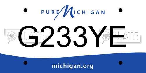 G233YE Michigan License Plate