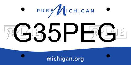 G35PEG Michigan License Plate
