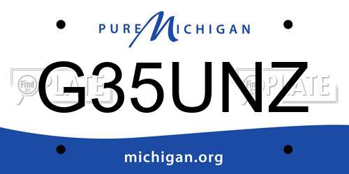 G35UNZ Michigan License Plate