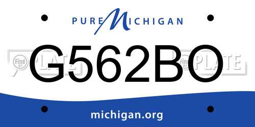 G562BO Michigan License Plate