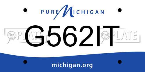 G562IT Michigan License Plate