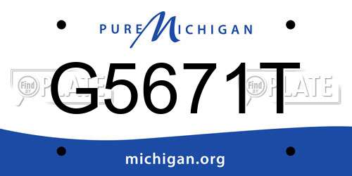 G5671T Michigan License Plate