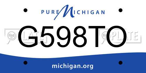 G598TO Michigan License Plate