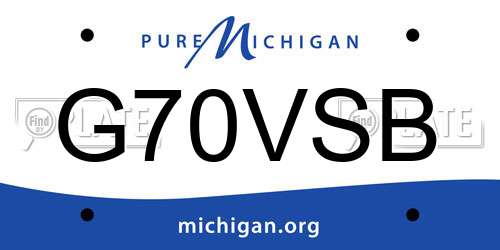 G70VSB Michigan License Plate