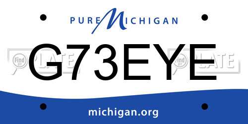 G73EYE Michigan License Plate