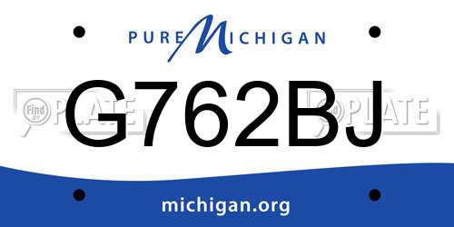G762BJ Michigan License Plate