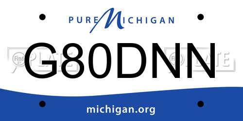 G80DNN Michigan License Plate