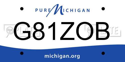 G81ZOB Michigan License Plate