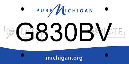 G830BV Michigan License Plate